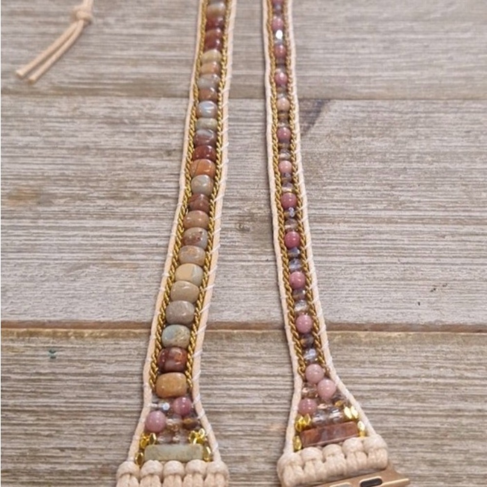 Beaded Pink and Earth Tone Strap for Apple Watch 41mm